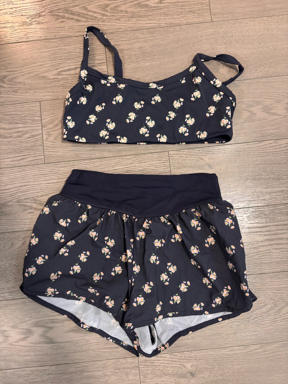 aerie Navy Floral Short and Tank Running Set